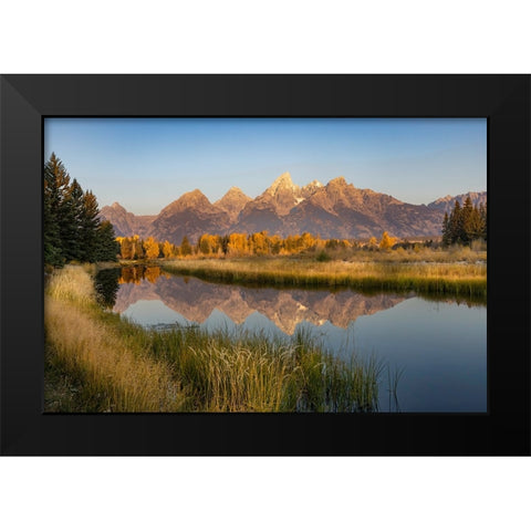 Teton Range from Schwabacher Landing-Grand Teton National Park-Wyoming Black Modern Wood Framed Art Print by Jones, Adam