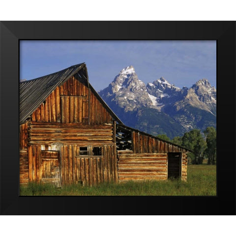 WY, Grand Tetons A weathered wooden barn Black Modern Wood Framed Art Print by Flaherty, Dennis