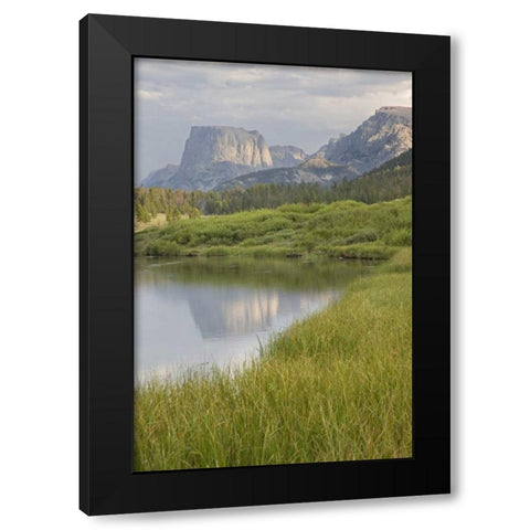 WY, Square Top Mt and Green River Lake Black Modern Wood Framed Art Print with Double Matting by Paulson, Don