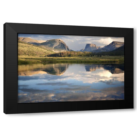 WY, Square Top Mt and Green River Lake Black Modern Wood Framed Art Print by Paulson, Don