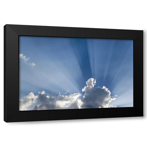 Crepuscular or Gods rays streak past cloud Black Modern Wood Framed Art Print with Double Matting by Paulson, Don