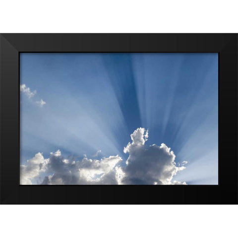 Crepuscular or Gods rays streak past cloud Black Modern Wood Framed Art Print by Paulson, Don