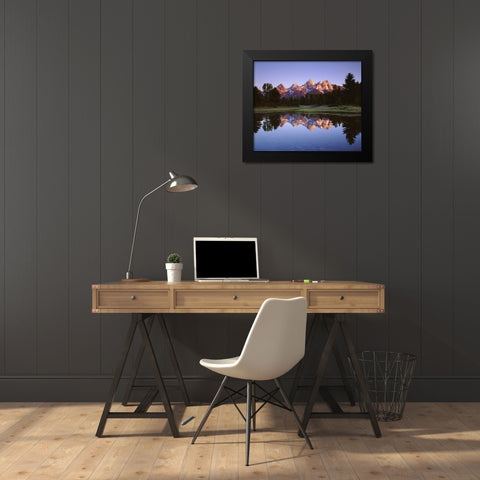 Wyoming Grand Tetons reflect in the Snake River Black Modern Wood Framed Art Print by Talbot Frank, Christopher