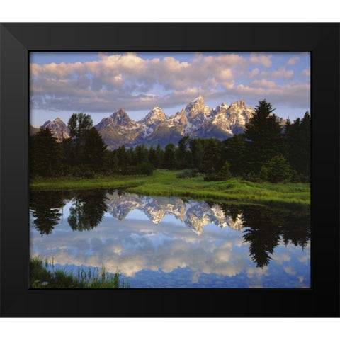 Wyoming Grand Tetons reflect in the Snake River Black Modern Wood Framed Art Print by Talbot Frank, Christopher