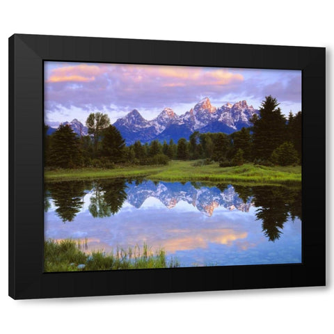 Wyoming Grand Tetons reflect in the Snake River Black Modern Wood Framed Art Print by Talbot Frank, Christopher