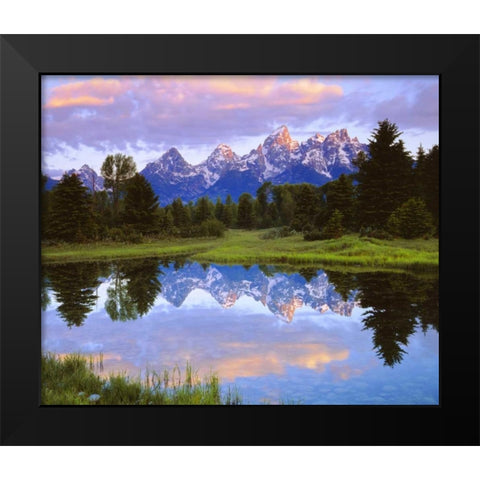 Wyoming Grand Tetons reflect in the Snake River Black Modern Wood Framed Art Print by Talbot Frank, Christopher
