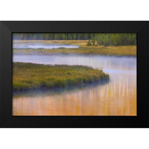 Wyoming, Yellowstone Morning at Madison River Black Modern Wood Framed Art Print by Paulson, Don