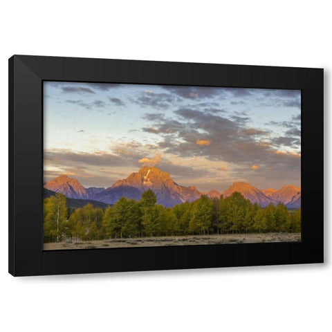 WY Mount Moran and Teton Range at sunrise Black Modern Wood Framed Art Print by Paulson, Don