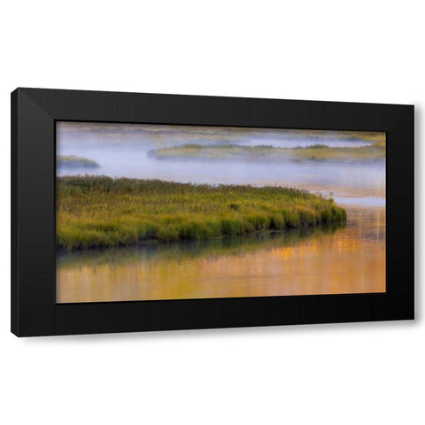 Wyoming, Yellowstone Morning at Madison River Black Modern Wood Framed Art Print with Double Matting by Paulson, Don