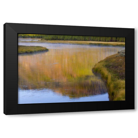 Wyoming, Yellowstone Morning at Madison River Black Modern Wood Framed Art Print with Double Matting by Paulson, Don