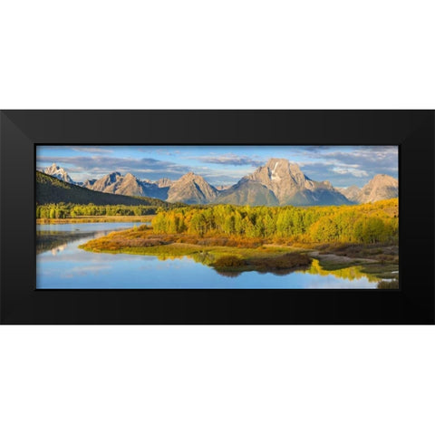 WY, Grand Tetons Sunrise on Snake River Black Modern Wood Framed Art Print by Paulson, Don