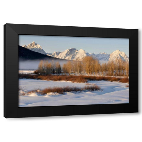 Wyoming, Grand Tetons NP Oxbow Bend in winter Black Modern Wood Framed Art Print by Bush, Marie