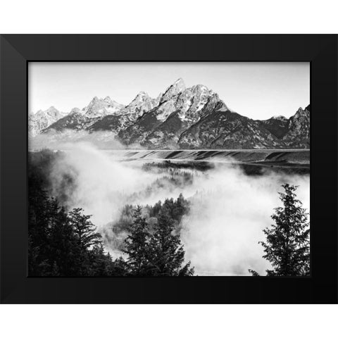 USA, Wyoming, Grand Teton NP Mountain sunrise Black Modern Wood Framed Art Print by Flaherty, Dennis