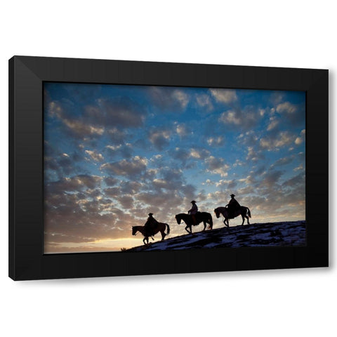 USA- Shell- Wyoming. Hideout Ranch cowboys and cowgirls Black Modern Wood Framed Art Print by Gulin, Darrell