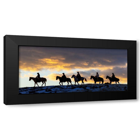 USA- Shell- Wyoming. Hideout Ranch cowboys and cowgirls Black Modern Wood Framed Art Print with Double Matting by Gulin, Darrell