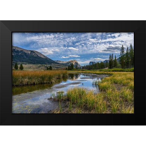 USA-Wyoming-White Rock Mountain and Squaretop Peak above Green River wetland Black Modern Wood Framed Art Print by Garber, Howie