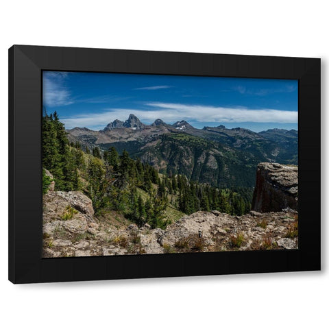 USA-Wyoming-View of Grand Teton and National Park from west-Jedediah Smith Wilderness Black Modern Wood Framed Art Print with Double Matting by Garber, Howie