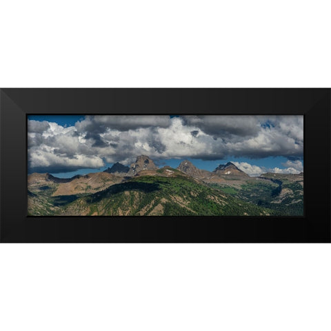 USA-Wyoming-Panoramic of Grand Teton and Teton Range from west side Black Modern Wood Framed Art Print by Garber, Howie