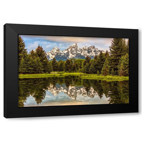 Schwabacher Landing-Tetons-Wyoming Black Modern Wood Framed Art Print with Double Matting by Ford, John