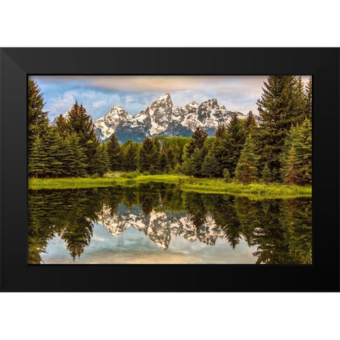 Schwabacher Landing-Tetons-Wyoming Black Modern Wood Framed Art Print by Ford, John