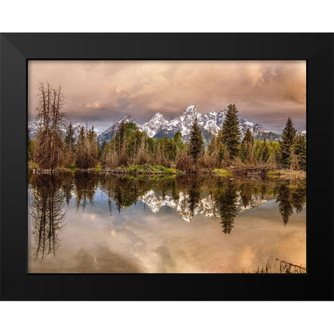 Schwabacher Landing-Tetons-Wyoming Black Modern Wood Framed Art Print by Ford, John
