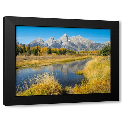 Wyoming- Grand Teton National Park. Teton Range with Grand Teton and Snake River Black Modern Wood Framed Art Print by Wild, Jamie and Judy