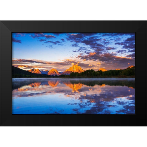 Dawn light over the Tetons from Oxbow Bend-Grand Teton National Park-Wyoming-USA Black Modern Wood Framed Art Print by Bishop, Russ