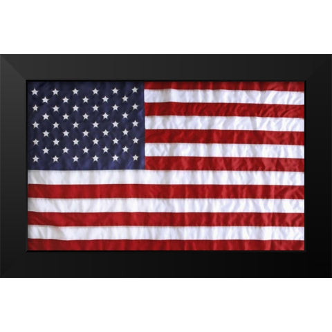 Digital manipulation of stars in American flag Black Modern Wood Framed Art Print by Flaherty, Dennis