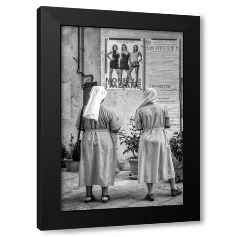 Chicky Girls Black Modern Wood Framed Art Print by Grimaldi, Giuseppe