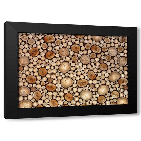 Circles Black Modern Wood Framed Art Print by Ianeva, Aida