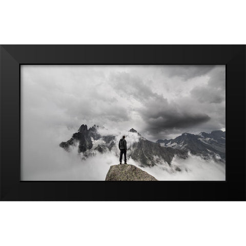 In The Clouds Black Modern Wood Framed Art Print by Michal
