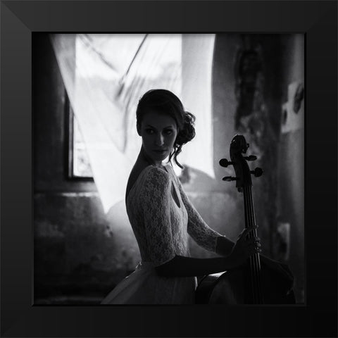 Say Something Black Modern Wood Framed Art Print by Schleicher-Schwarz, Roswitha