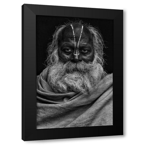 Indian Dark Face Black Modern Wood Framed Art Print by AL Farsi, Haitham
