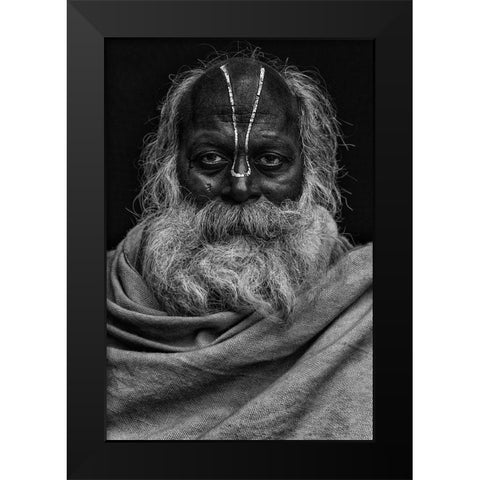 Indian Dark Face Black Modern Wood Framed Art Print by AL Farsi, Haitham