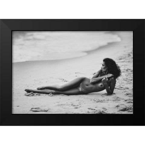 Katrin And The Sea Black Modern Wood Framed Art Print by Rise, Zachar