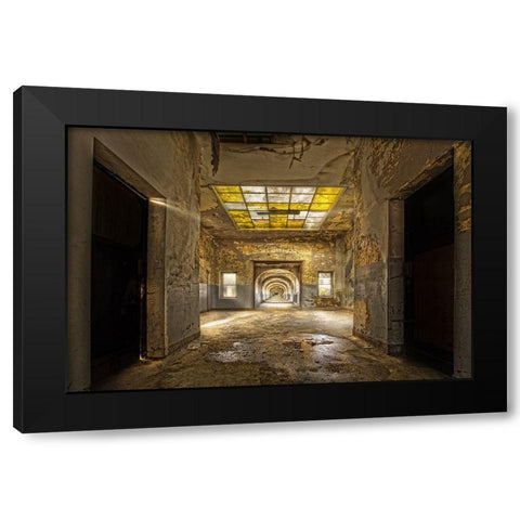 Labyrinth-School Black Modern Wood Framed Art Print with Double Matting by Boomsma, Paul