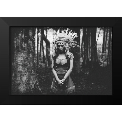 Black And White Mood In The Forest Black Modern Wood Framed Art Print by Bagasphotowork