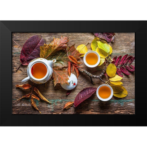Tea Of September Black Modern Wood Framed Art Print by Aristov, Stanislav