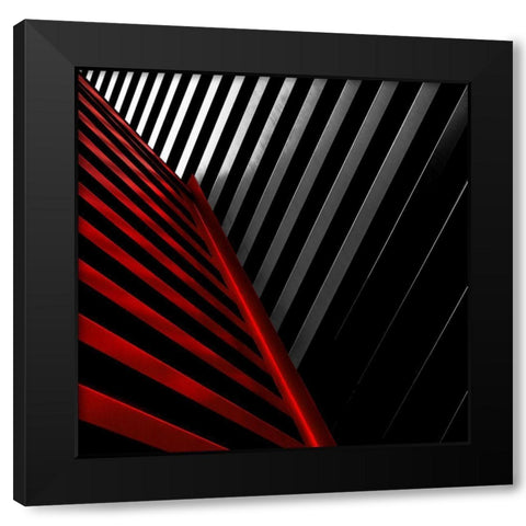 Silver Red Black Modern Wood Framed Art Print with Double Matting by Claes, Gilbert