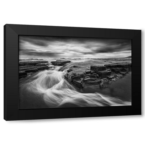 Dance Of Water Black Modern Wood Framed Art Print by Zhu, Jingshu