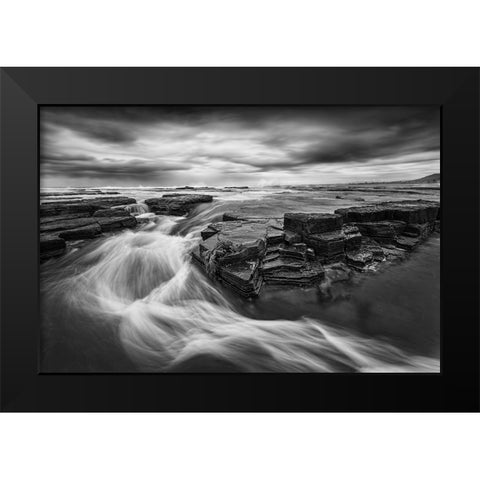 Dance Of Water Black Modern Wood Framed Art Print by Zhu, Jingshu