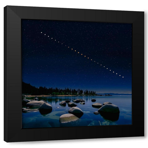 Total Lunar Eclipse Black Modern Wood Framed Art Print with Double Matting by Zhu, Hua