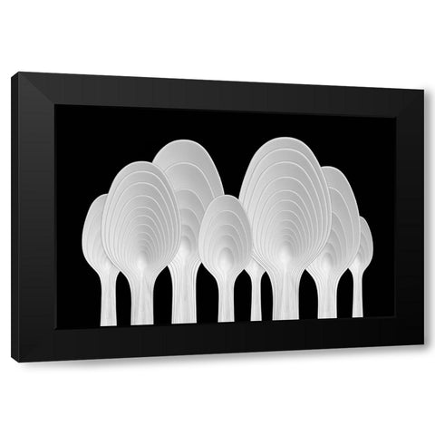 Spoons Abstract-Tree Rings Black Modern Wood Framed Art Print with Double Matting by Hammer, Jacqueline