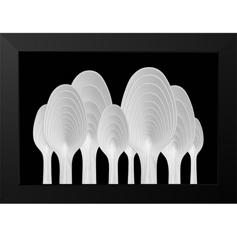 Spoons Abstract-Tree Rings Black Modern Wood Framed Art Print by Hammer, Jacqueline