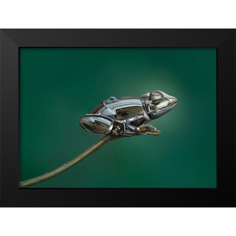 Frog Black Modern Wood Framed Art Print by Almawash, Sulaiman