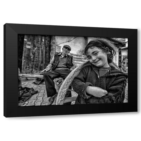 Happy Eyes Black Modern Wood Framed Art Print with Double Matting by Aydogdu, Veli