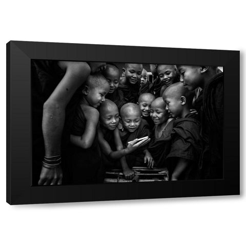 Happy Faces Black Modern Wood Framed Art Print with Double Matting by Song, Gunarto