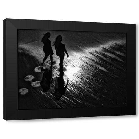 Impronte Black Modern Wood Framed Art Print with Double Matting by Della Latta, Massimo