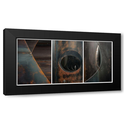 Triptich Black Modern Wood Framed Art Print by Ghesquiere, Hilde