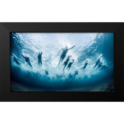 Swim Black Modern Wood Framed Art Print by Lopresti, Davide